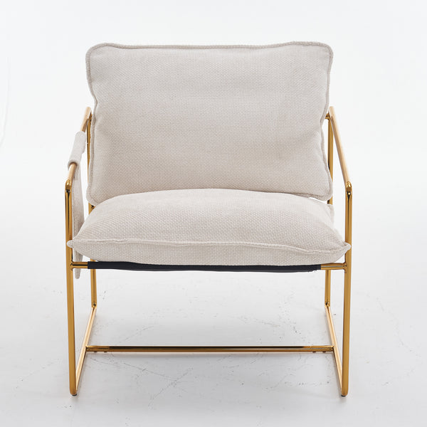 English Elm 2 Upholstered Hanging Armchair with Gold-Plated Frame, Crushed Foam Comfort, Sturdy 350 lb Support Beige W1901P147316