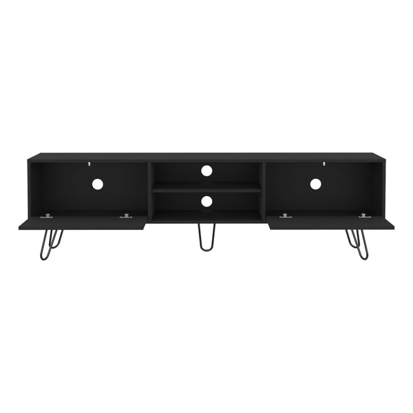 English Elm Waco TV Rack with Hairpin Legs and Cable Management, Spacious Top for 55" TVs, Two Drawers Black 75.1 L x 18.8 W x 4.7 H B097P167461