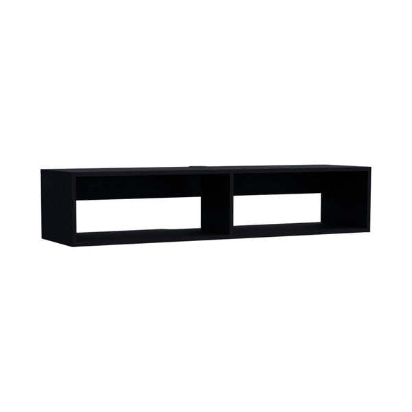 English Elm Klein Floating TV Stand Wall Mount, Space-Saving Pine Shelf Unit 47.6"W Top Surface, Black B097P167463