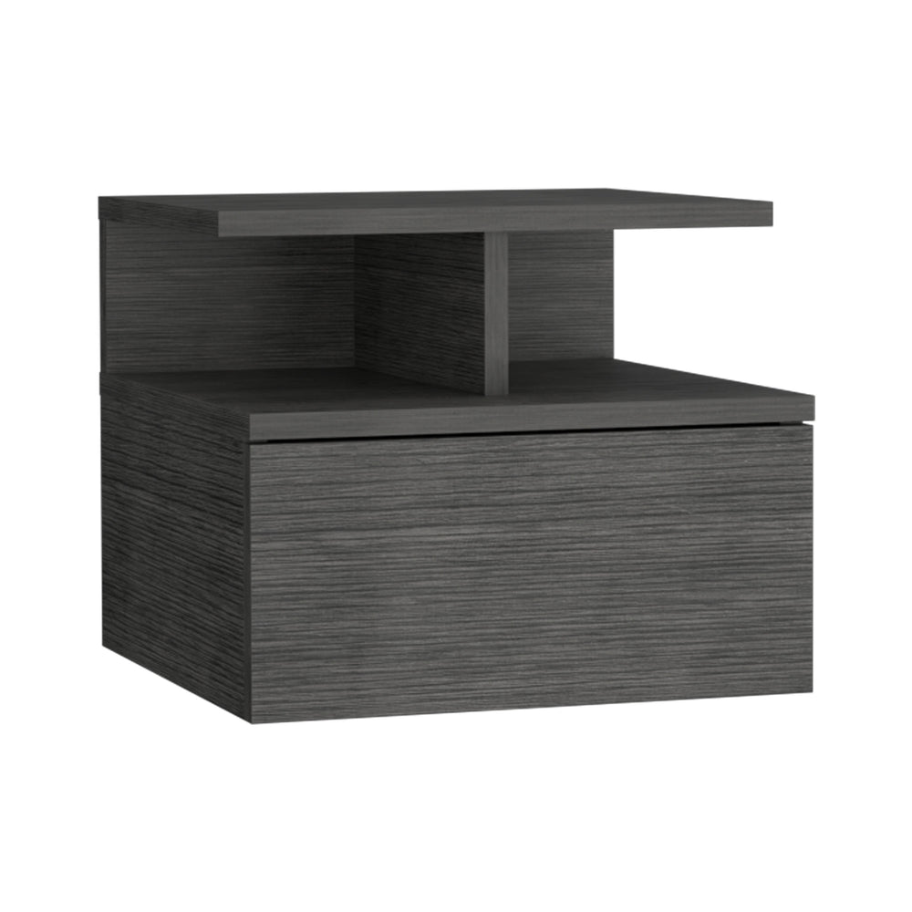 English Elm Floating Nightstand Wall-Mounted Bedside Shelf with Drawer and Spacious Top Surface for Small Rooms Oak 18.1 L x 17.3 W x 3.9 H B097P167442