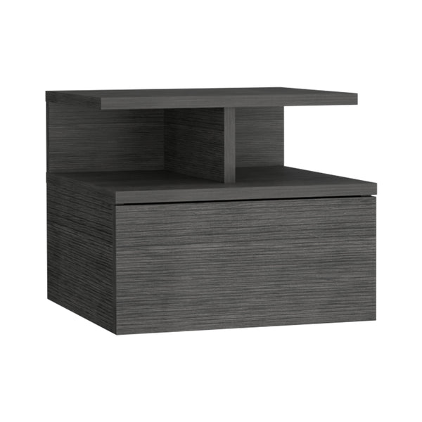 English Elm Floating Nightstand Wall-Mounted Bedside Shelf with Drawer and Spacious Top Surface for Small Rooms Oak 18.1 L x 17.3 W x 3.9 H B097P167442