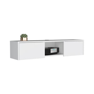 English Elm Adel Wall-Mounted TV Stand with 2 Doors and Cable Management, White Floating Media Console B097P167457