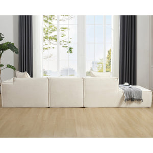English Elm Modern Modular L-Shaped Sofa Set - Italian Minimalist Design In Soft Terrycloth Beige W2108S00021-GIGA