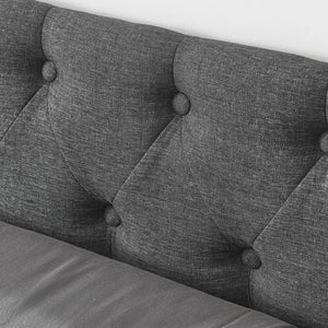 English Elm Queen Upholstered Tufted Daybed Sofa with Storage Drawers and Nailhead Arm Detail Dark Grey W1413S00195