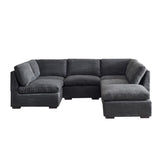 English Elm Convertible Modern Luxury Sectional Sofa Couch For Living Room Quality Corduroy Upholstery Modular Sofa Dark Grey