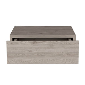 English Elm Floating Nightstand Wall-Mounted Bedside Shelf with Drawer and Spacious Top Surface for Small Rooms Light Gray 20.07 L x 16.9 W x 3.54 H B097P167434