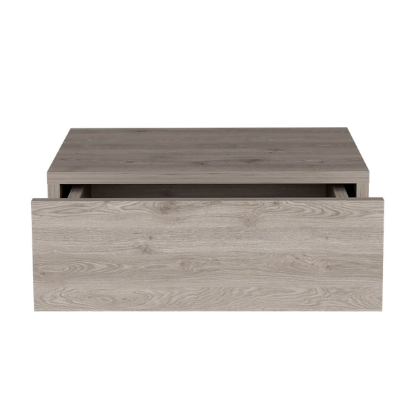 English Elm Floating Nightstand Wall-Mounted Bedside Shelf with Drawer and Spacious Top Surface for Small Rooms Light Gray 20.07 L x 16.9 W x 3.54 H B097P167434