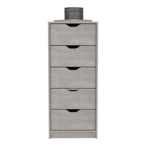 English Elm Dresser Slim 42" 5-Drawer Narrow Chest with Smooth Pull-Out Drawers for Compact Bedroom Storage Gray 45.2 L x 20 W x 5.1 H B097P167437