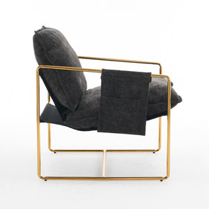 English Elm 2 Upholstered Hanging Armchair with Gold-Plated Frame, Crushed Foam Comfort, Sturdy 350 lb Support Dark Gray W1901P147317