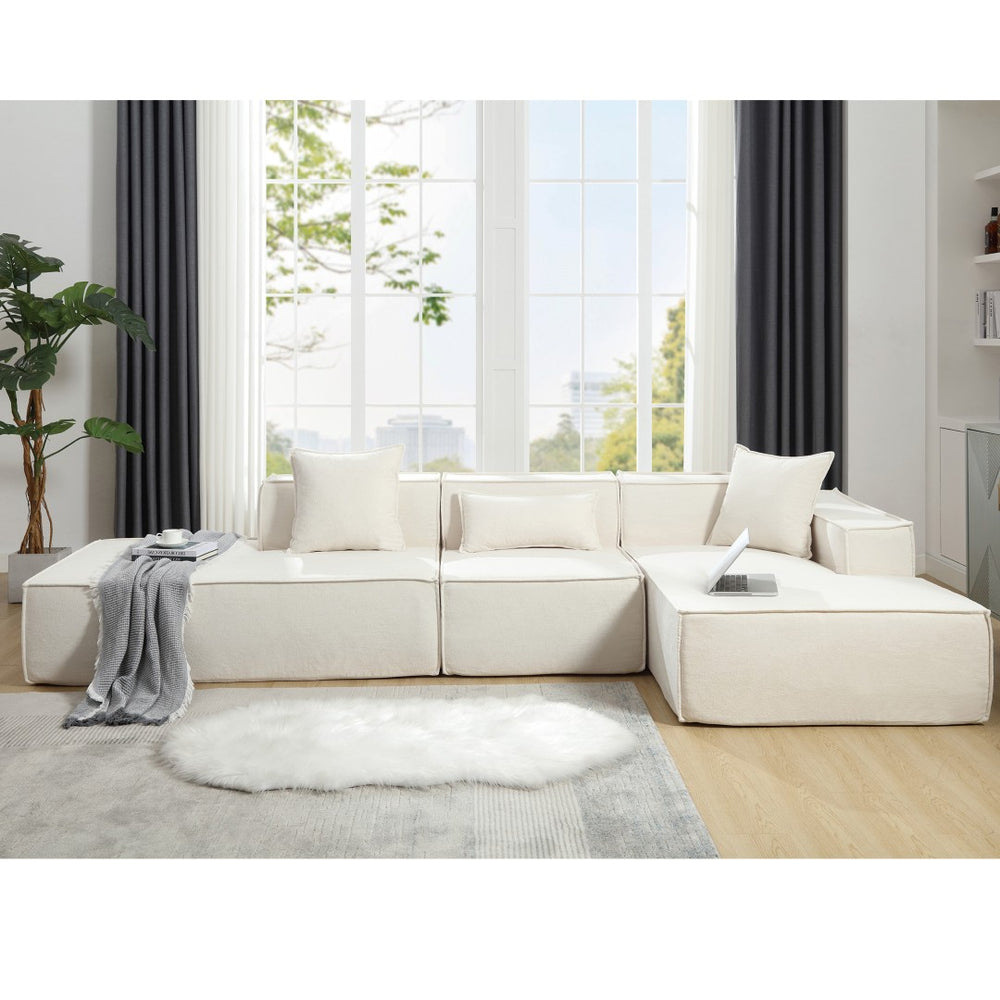 English Elm Modern Modular L-Shaped Sofa Set - Italian Minimalist Design In Soft Terrycloth Beige W2108S00021-GIGA