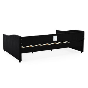 English Elm Queen Upholstery Daybed with Storage Drawers, Tufted Back & Nailhead Arms, 80"x60" Sleeper, 500lb Capacity Black W1413S00033