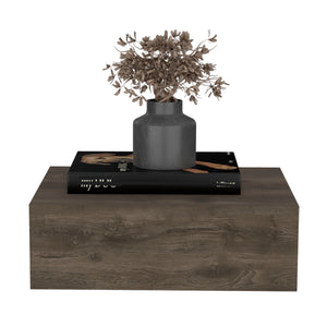 English Elm Floating Nightstand Wall-Mounted Bedside Shelf with Drawer and Spacious Top Surface for Small Rooms Dark Brown 20.07 L x 16.9 W x 3.54 H B097P167432