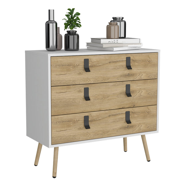 English Elm Dresser Slim 42" 5-Drawer Narrow Chest with Smooth Pull-Out Drawers for Compact Bedroom Storage White+Walnut 36.2 L x 23.2 W x 5.9 H B097P167456