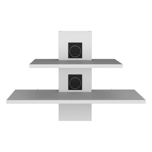 English Elm Havre Dual Floating Shelf Unit with Cable Management, White Pine Finish, Space-Saving Wall Storage B097P167465