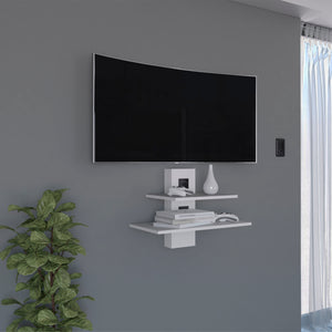 English Elm Havre Dual Floating Shelf Unit with Cable Management, White Pine Finish, Space-Saving Wall Storage B097P167465