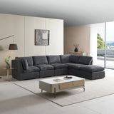 English Elm Convertible Modern Luxury Sectional Sofa Couch For Living Room Quality Corduroy Upholstery Modular Sofa Dark Grey