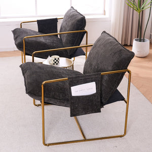 English Elm 2 Upholstered Hanging Armchair with Gold-Plated Frame, Crushed Foam Comfort, Sturdy 350 lb Support Dark Gray W1901P147317