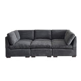 English Elm Convertible Modern Luxury Sectional Sofa Couch For Living Room Quality Corduroy Upholstery Modular Sofa Dark Grey