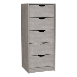 English Elm Dresser Slim 42" 5-Drawer Narrow Chest with Smooth Pull-Out Drawers for Compact Bedroom Storage Gray 45.2 L x 20 W x 5.1 H B097P167437