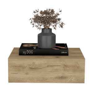 English Elm Floating Nightstand Wall-Mounted Bedside Shelf with Drawer and Spacious Top Surface for Small Rooms Beige 20.07 L x 16.9 W x 3.54 H B097P167435