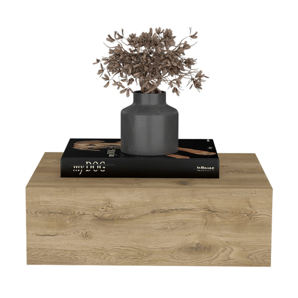 English Elm Floating Nightstand Wall-Mounted Bedside Shelf with Drawer and Spacious Top Surface for Small Rooms Beige 20.07 L x 16.9 W x 3.54 H B097P167435