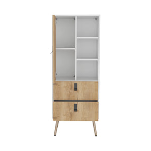 English Elm Dresser Slim 42" 5-Drawer Narrow Chest with Smooth Pull-Out Drawers for Compact Bedroom Storage White+Walnut 47.6 L x 24.8 W x 5.5 H B097P167453