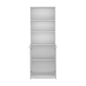 English Elm Vinton White 2-Door Bookcase with 3 Upper Open Shelves, Enclosed Lower Storage, Pine Finish B097P167424