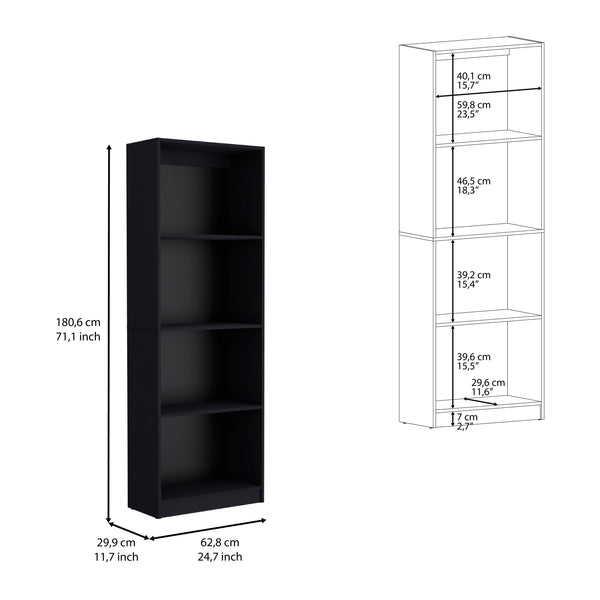English Elm Vinton Tiered Bookcase with Smart Space-Saving Shelves, Versatile Display for Books & Decor Black 39.37 L x 27.6 W x 3.54 H B097P167425