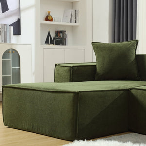 English Elm Modern L-Shaped Modular Sofa Set In Green Terrycloth - Free Install, Minimalist Design W2108S00020-GIGA