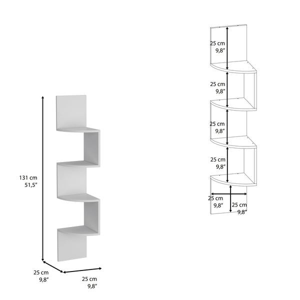 English Elm Roy Corner 4-Tier Floating Shelf System for Corners — Space-Saving Pine Display for Books & Plants White 14.17 L x 13.7 W x 5.9 H B097P167459