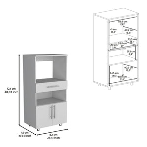English Elm Kitchen Lacour Island with 3-Side Shelves, 36" High Pine Prep Table with Ibiza Marble Top Finish White 49.2 L x 21.6 W x 5.5 H B097P167452