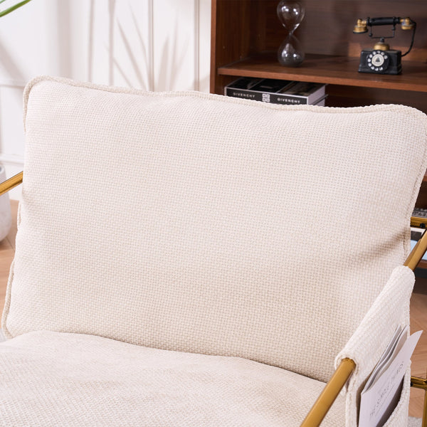 English Elm 2 Upholstered Hanging Armchair with Gold-Plated Frame, Crushed Foam Comfort, Sturdy 350 lb Support Beige W1901P147316