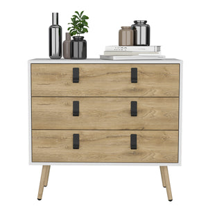 English Elm Dresser Slim 42" 5-Drawer Narrow Chest with Smooth Pull-Out Drawers for Compact Bedroom Storage White+Walnut 36.2 L x 23.2 W x 5.9 H B097P167456