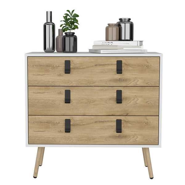 English Elm Dresser Slim 42" 5-Drawer Narrow Chest with Smooth Pull-Out Drawers for Compact Bedroom Storage White+Walnut 36.2 L x 23.2 W x 5.9 H B097P167456