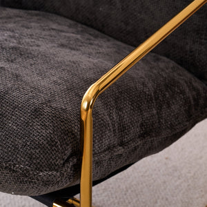 English Elm 2 Upholstered Hanging Armchair with Gold-Plated Frame, Crushed Foam Comfort, Sturdy 350 lb Support Dark Gray W1901P147317