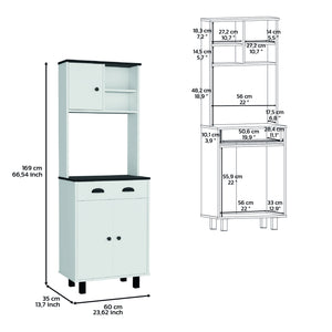English Elm DEPOT Waco 67" H Kitchen Pantry Cabinet with Drawer, Shelves and Doors for Organized Storage and Slim Spaces White+Black 37.8 L x 18.5 W x 7.87 H B097P167430