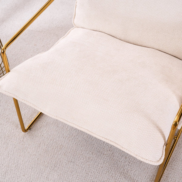 English Elm 2 Upholstered Hanging Armchair with Gold-Plated Frame, Crushed Foam Comfort, Sturdy 350 lb Support Beige W1901P147316