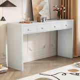 Trexm Modern Console Table with 4 Drawers & Metal Handles - Versatile & Stylish in White/Black - Easy Assembly - 52