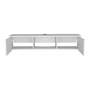 English Elm Adel Wall-Mounted TV Stand with 2 Doors and Cable Management, White Floating Media Console B097P167457