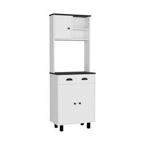 English Elm DEPOT Waco 67" H Kitchen Pantry Cabinet with Drawer, Shelves and Doors for Organized Storage and Slim Spaces White+Black 37.8 L x 18.5 W x 7.87 H B097P167430
