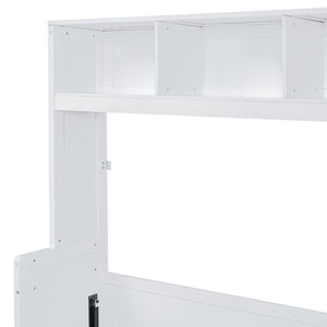 English Elm Queen Murphy Wall Bed with Integrated Wardrobe and Drawers for Studio or Guest Room White LP000793AAK-1