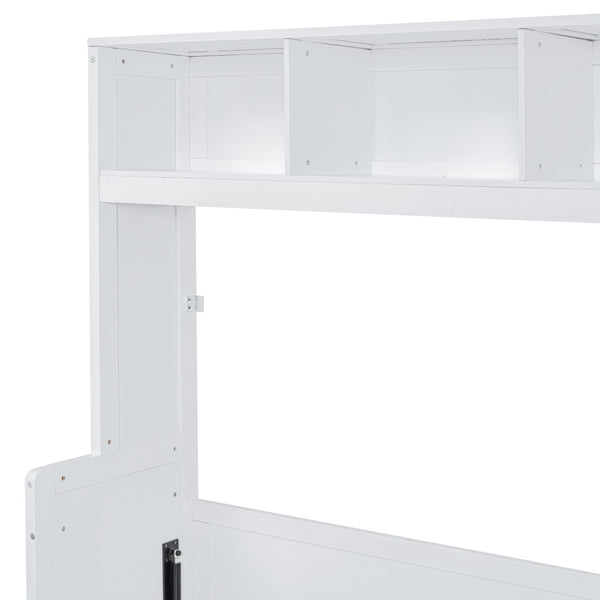English Elm Queen Murphy Wall Bed with Integrated Wardrobe and Drawers for Studio or Guest Room White LP000793AAK-1
