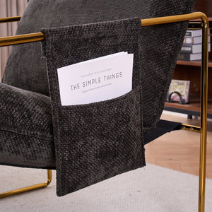 English Elm 2 Upholstered Hanging Armchair with Gold-Plated Frame, Crushed Foam Comfort, Sturdy 350 lb Support Dark Gray W1901P147317