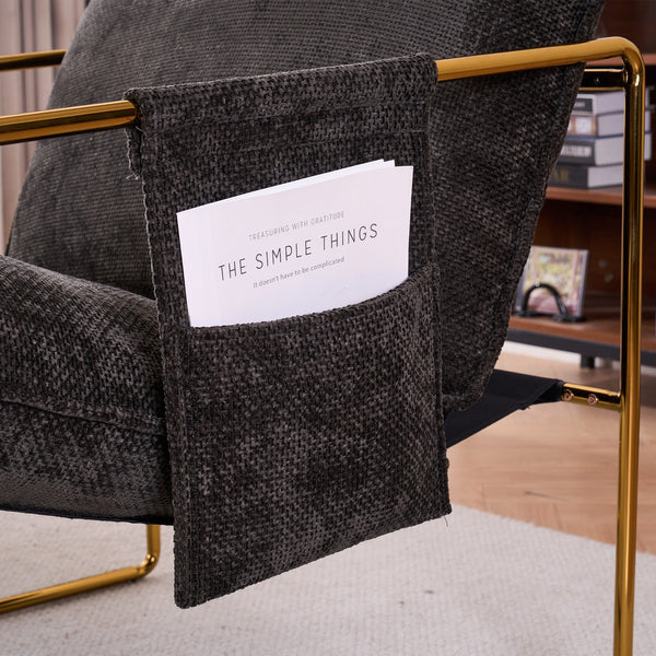 English Elm 2 Upholstered Hanging Armchair with Gold-Plated Frame, Crushed Foam Comfort, Sturdy 350 lb Support Dark Gray W1901P147317