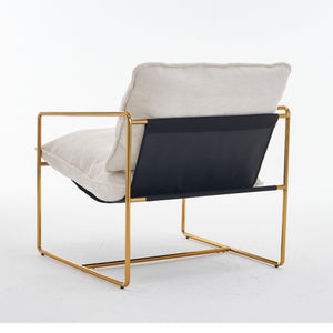 English Elm 2 Upholstered Hanging Armchair with Gold-Plated Frame, Crushed Foam Comfort, Sturdy 350 lb Support Beige W1901P147316