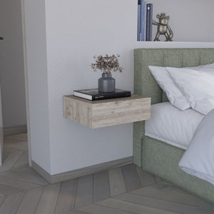 English Elm Floating Nightstand Wall-Mounted Bedside Shelf with Drawer and Spacious Top Surface for Small Rooms Light Gray 20.07 L x 16.9 W x 3.54 H B097P167434