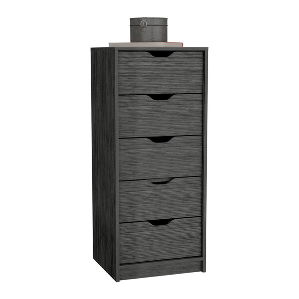 English Elm Dresser Slim 42" 5-Drawer Narrow Chest with Smooth Pull-Out Drawers for Compact Bedroom Storage Oak 45.2 L x 20 W x 5.1 H B097P167438