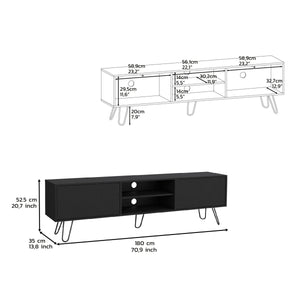 English Elm Waco TV Rack with Hairpin Legs and Cable Management, Spacious Top for 55" TVs, Two Drawers Black 75.1 L x 18.8 W x 4.7 H B097P167461