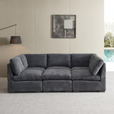 English Elm Convertible Modern Luxury Sectional Sofa Couch For Living Room Quality Corduroy Upholstery Modular Sofa Dark Grey