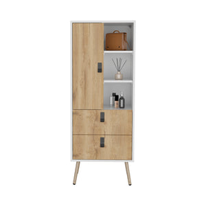 English Elm Dresser Slim 42" 5-Drawer Narrow Chest with Smooth Pull-Out Drawers for Compact Bedroom Storage White+Walnut 47.6 L x 24.8 W x 5.5 H B097P167453